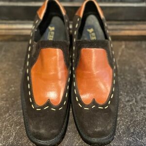 Aurelio Garcia Fiesso‎  Leather Suede Stitching Square Toe Slip On Shoes Men's 8